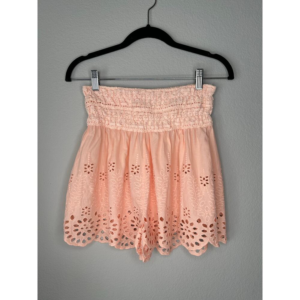 FREE PEOPLE Scalloped Hem High Rise Floral Cutout Embroidered Coquette Shorts XS - Picture 2 of 8